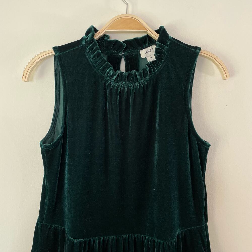New J. Crew Factory Velvet Sleeveless Midi Dress Green 0 Holiday Party Cocktail‎ - Picture 5 of 10
